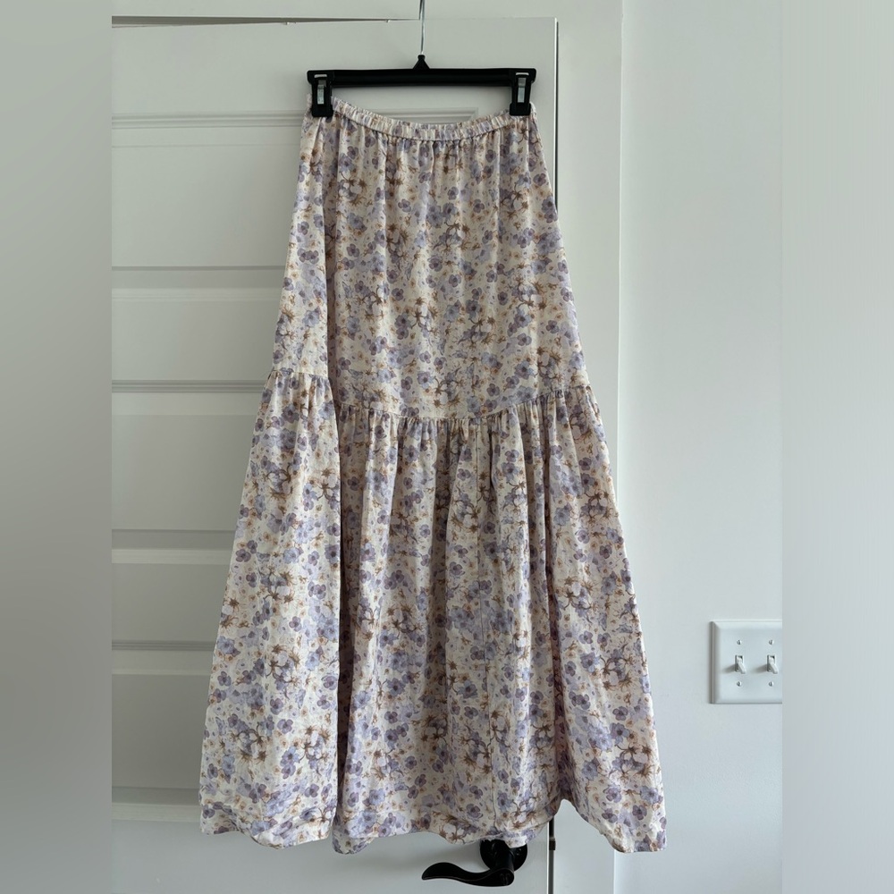 H&M floral linen tiered maxi skirt size XS - Picture 4 of 4
